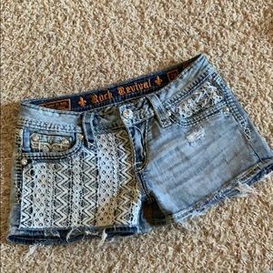 Rock Revival Vivian shorts 28 white lace fray hot